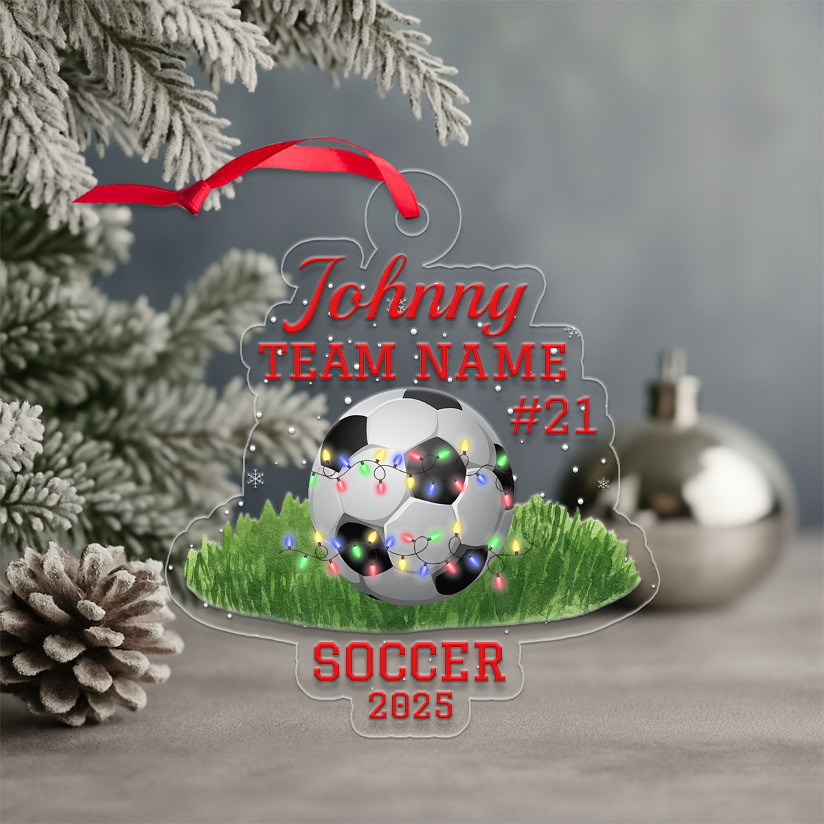 Personalized Soccer Player Chritsmas Acrylic Ornament Christmas Gift