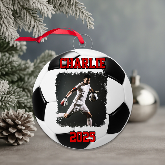 Custom Photo Soccer Player Acrylic Ornament Christmas Gift