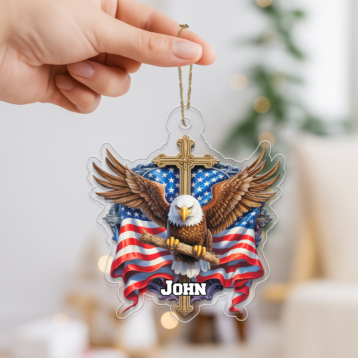 Custom Name Eagle Cross