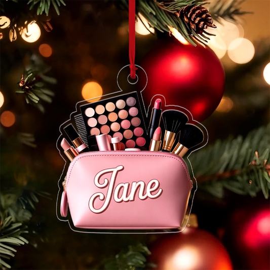 Personalized Makeup Ornament, Custom Beauty Ornament, Christmas Ornament for Makeup Lover, Cosmetologist Gift, Unique Holiday Keepsake