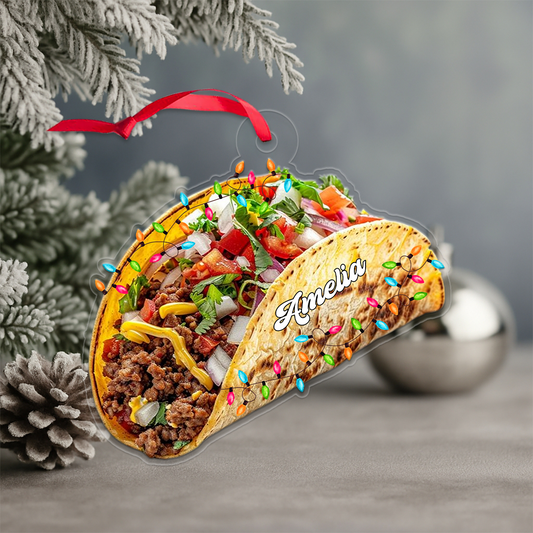 Custom Name Taco Food Lover Acrylic Ornament Christmas Gift