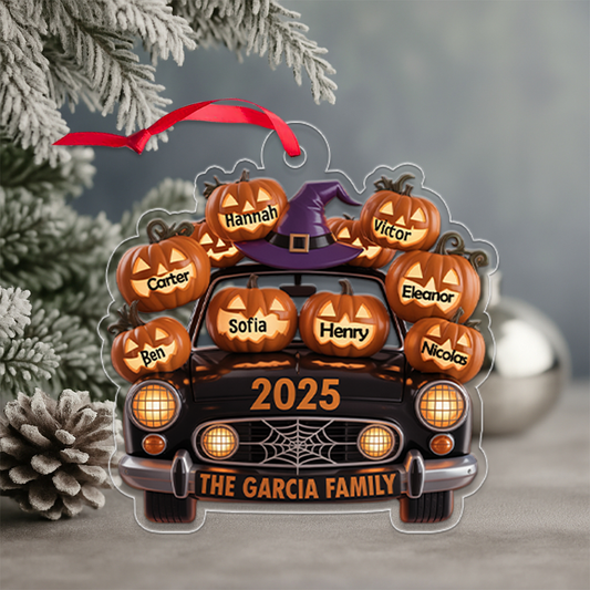 A Spooky Ride With Your Family Names, Pumpkins And Ghosts