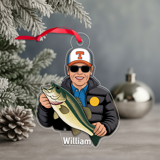 Custom Photo Fisherman Acrylic Ornament Christmas Gift