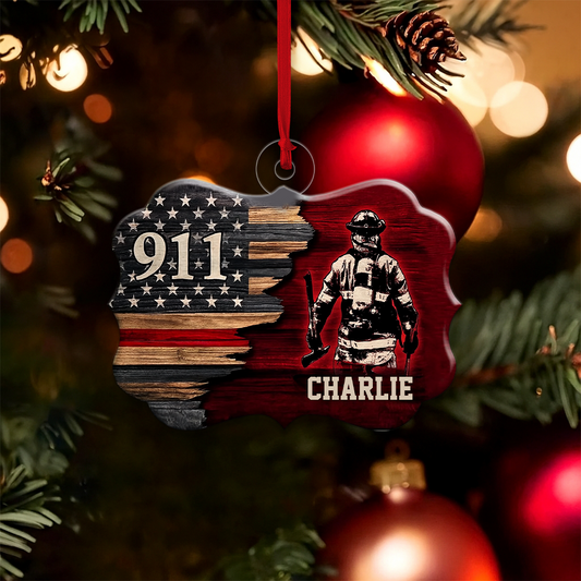 Custom Name Firefighter USA Flag