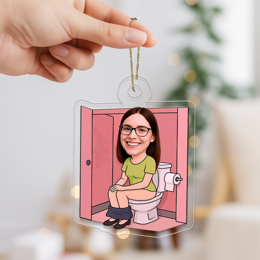 Custom Photo Woman in Toilet Ornament, Personalized Funny Christmas Ornament, Adult Humor Gag Gift, Unique Xmas Keepsake