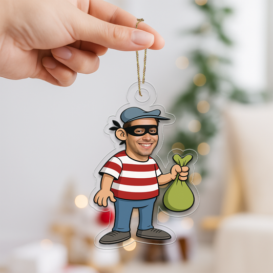 Custom Photo Thief Ornament, Personalized Funny Christmas Ornament, Gag Gift Holiday Decoration, Humor Keepsake, Unique Xmas Ornament