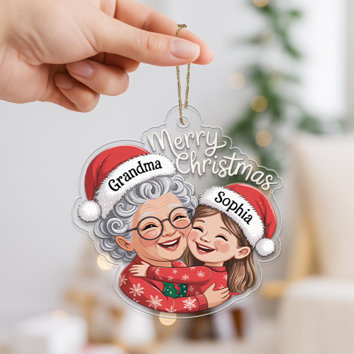 Personalized Grandma And Grandkid Christmas Ornament2