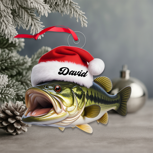 Custom Name Bass Fish Christmas Acrylic Ornament Christmas Gift