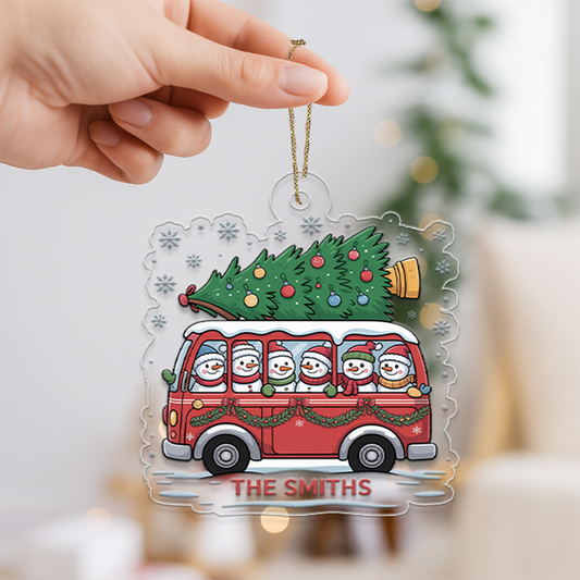 Christmas Tree And Snowmen - Personalized Ornament2