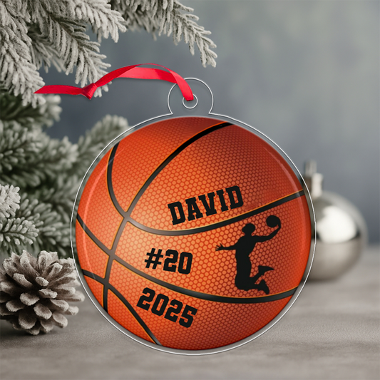 Custom Name And Number Basketball Player Team Acrylic Ornament Christmas Gift