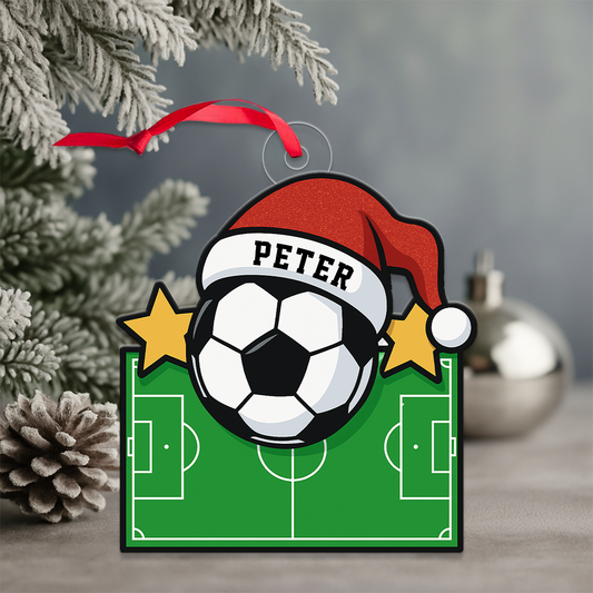 Custom Name Soccer Field Acrylic Ornament Christmas Gift