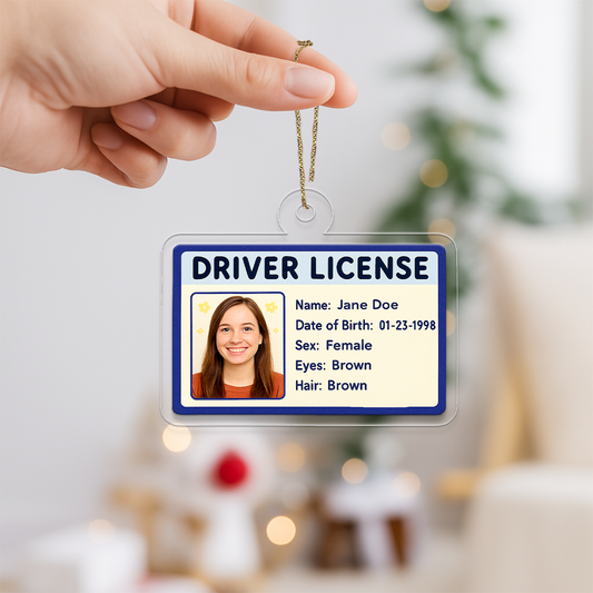 Custom Photo Driver License Ornament, Personalized ID Card Christmas Ornament, Funny Gag Gift, New Driver Ornament