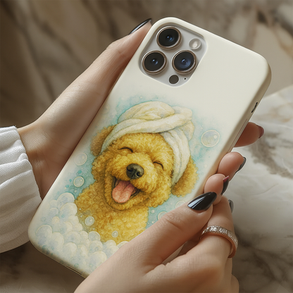 Custom Dog Potrait In Bathroom Phone Case