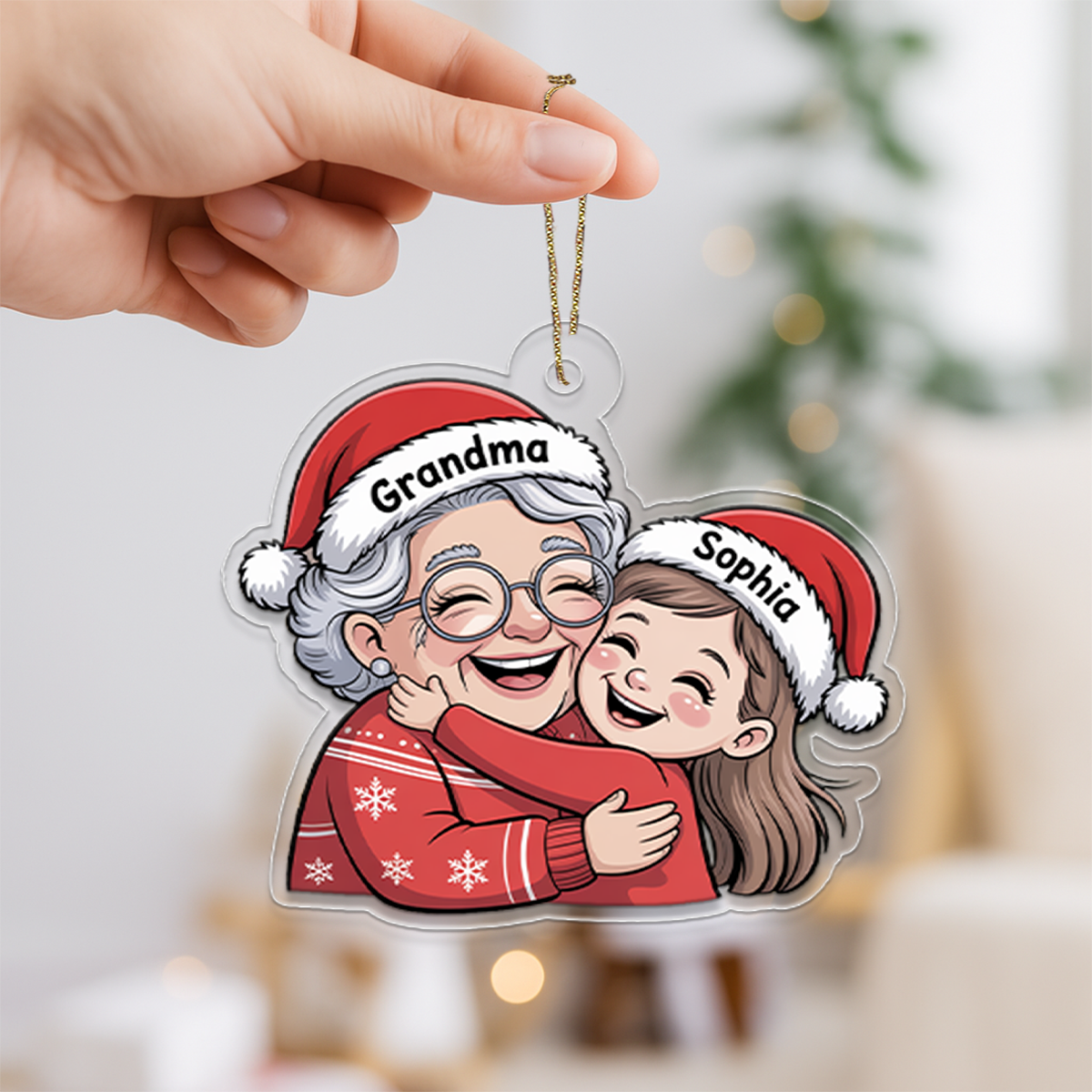 Personalized Grandma And Grandkid Christmas Ornament