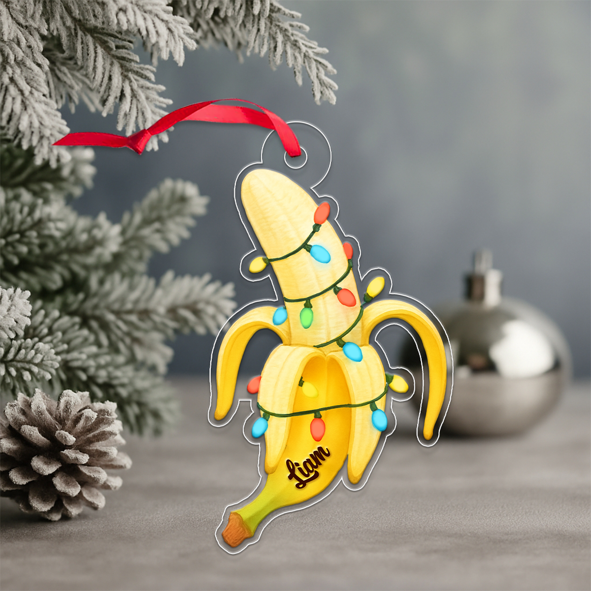 Custom Name Banana Xmas Acrylic Ornament Christmas Gift