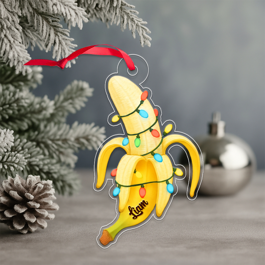 Custom Name Banana Xmas Acrylic Ornament Christmas Gift