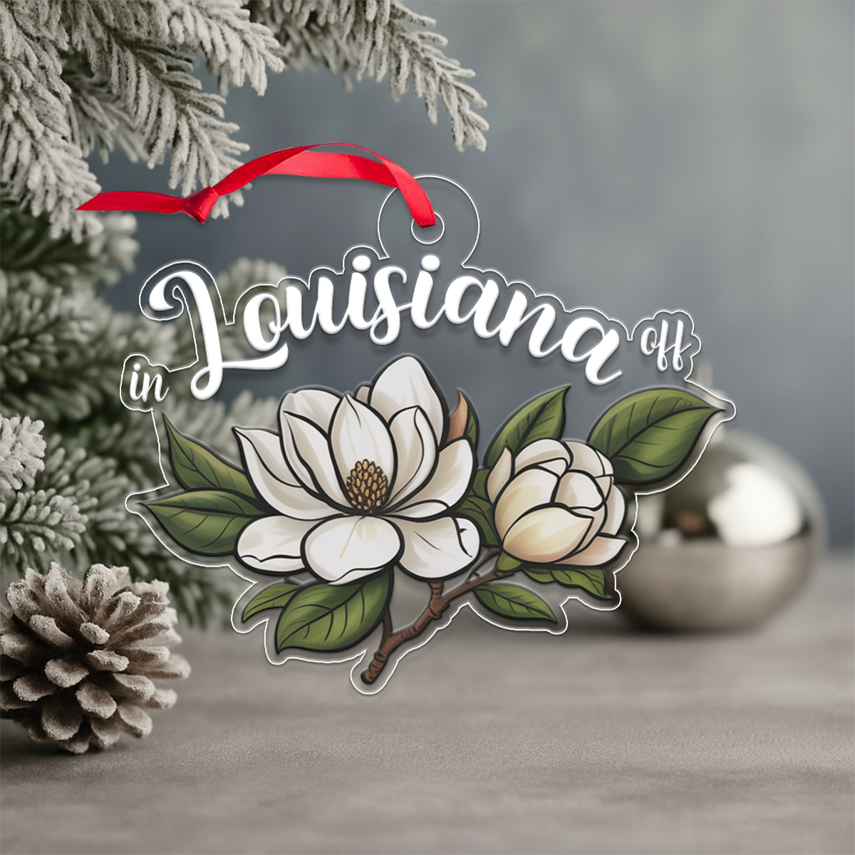 Louisiana Magno Flower Acrylic Ornament Christmas Gift