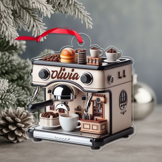Custom Name Coffee Maker For Coffee Lover Acrylic Ornament Christmas Gift