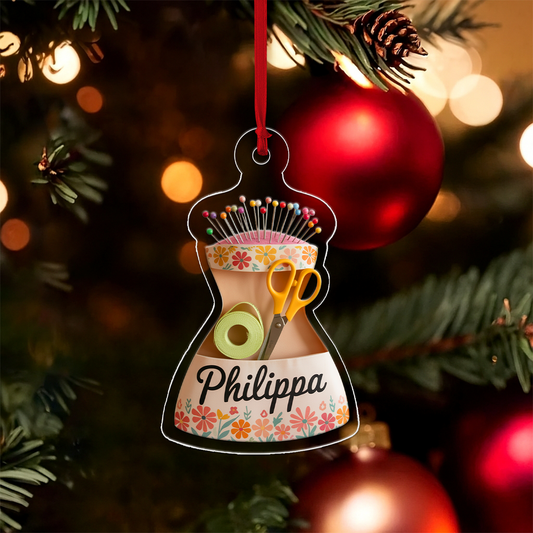 I Love To Sew - Personalized Acrylic Christmas Ornament