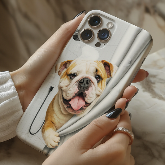 Custom Dog Photo Dog In Bathroom Phone Case Gift For Dog Lovers