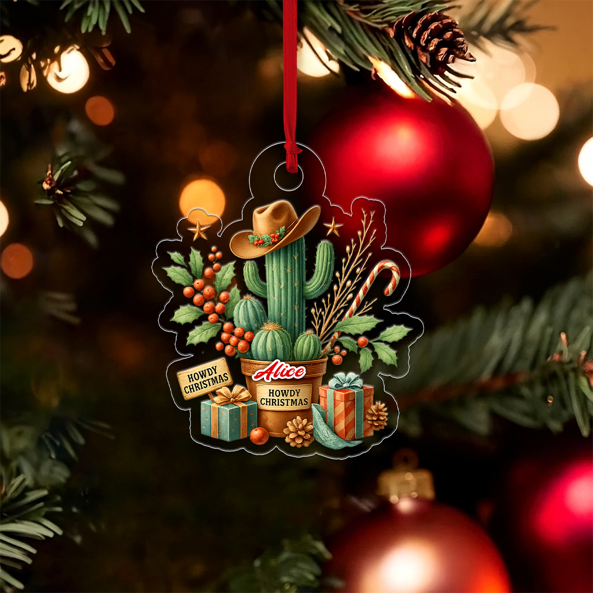 Custom Name Catus Howdy Christmas