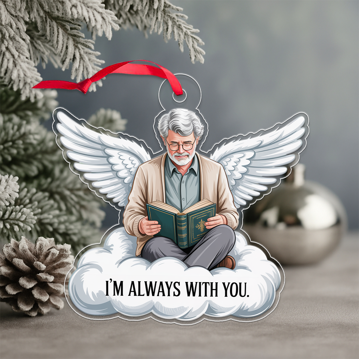 Custom Photo Angel On The Cloud Acrylic Ornament Christmas Gift