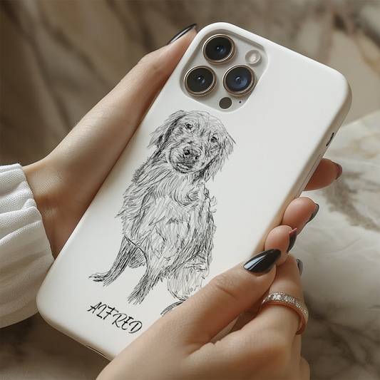 Custom Photo Pencil Sketch Dog Phone Case Gift For Dog Lovers