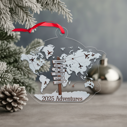Personalized Travel Adventure Gift Acrylic Ornament Christmas Gift