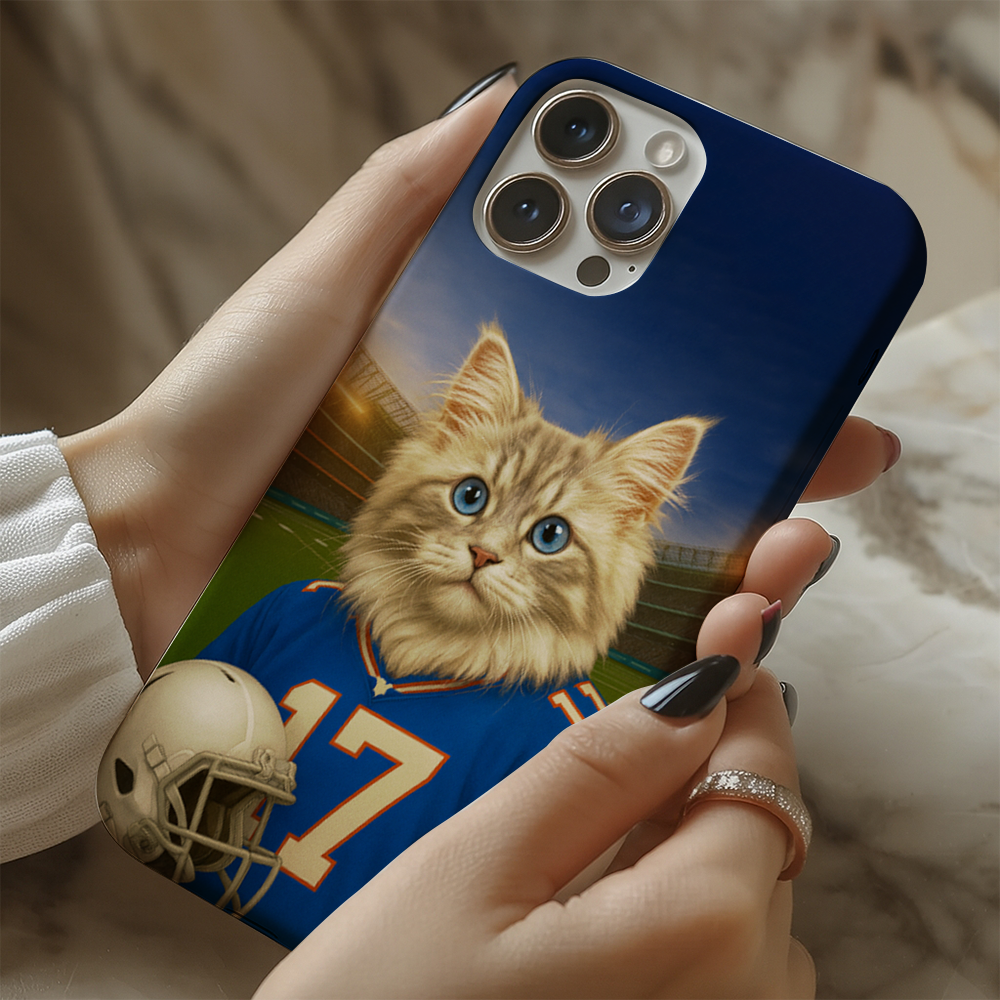 Custom Cat Photo Football Style Phone Case _ Gift For Cat Lovers