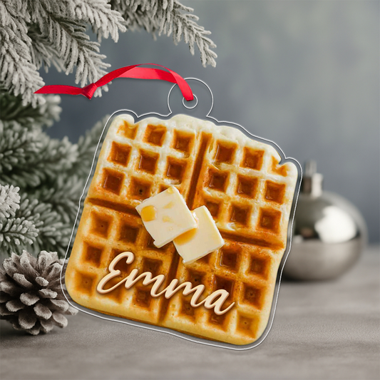 Custom Name Waffe With Butter Acrylic Ornament Christmas Gift