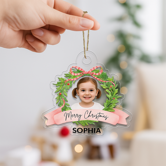 Custom Photo Baby Portrait Christmas Ornament, Personalized Baby First Christmas Ornament, Newborn Keepsake, Family Holiday Decoration Gift
