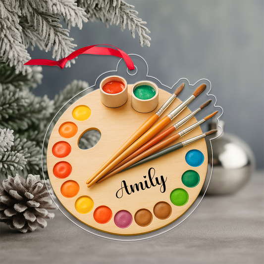 Custom Name Painting Palette Christmas Acrylic Ornament Christmas Gift