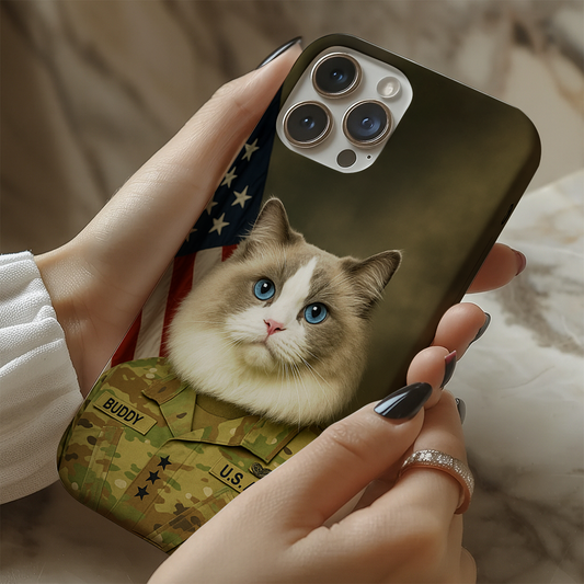 Custom Dog Photo Us Army Phone Case _ Gift For Dog Lovers