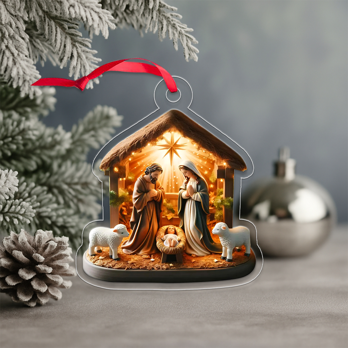 Custom Name Jesus Xmas Acrylic Ornament Christmas Gift