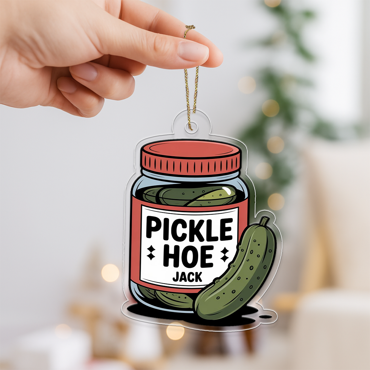 Personalized Pickle Hoe Ornament2