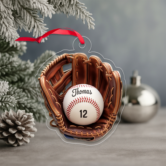 Custom Name Baseball Player Christmas Acrylic Ornament Christmas Gift