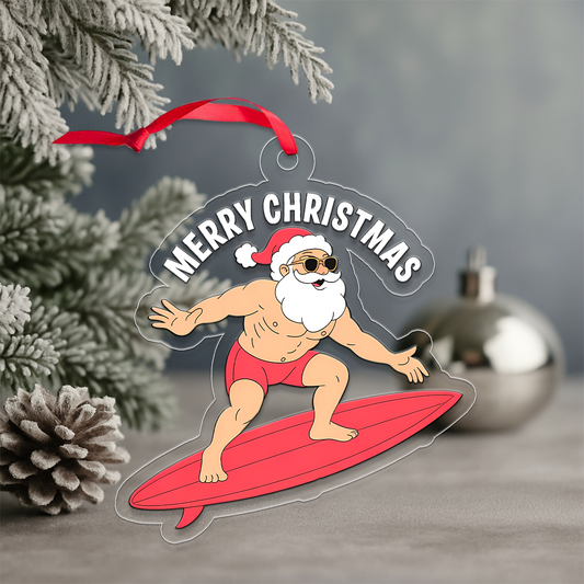 Hawaii Mele Kalikimaka Santa Christmas Acrylic Ornament Christmas Gift