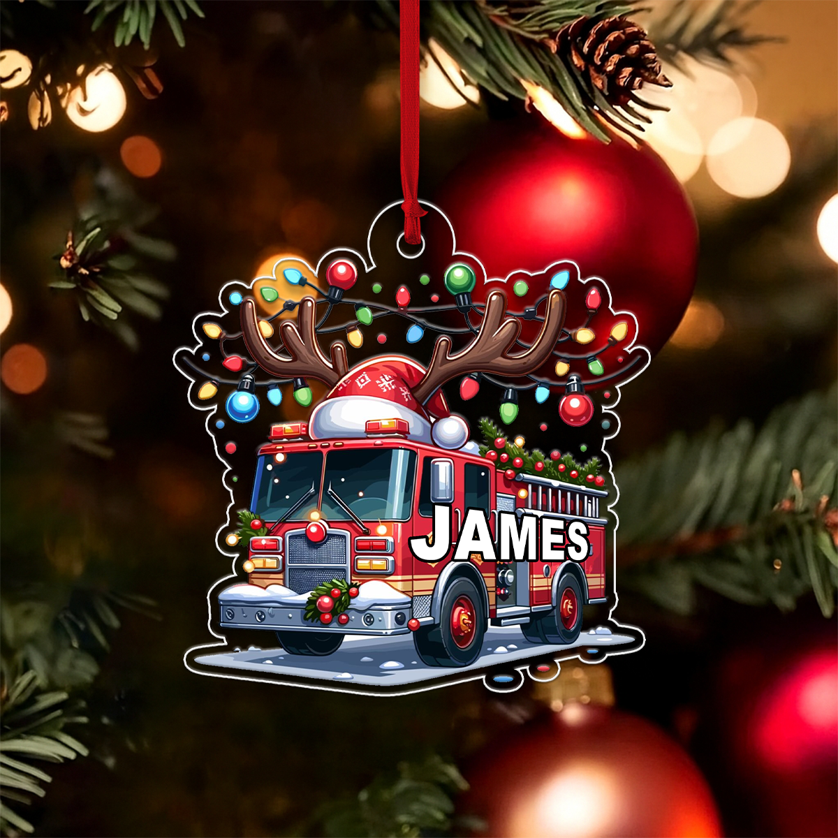 Custom Name Fire Truck Car For Firefighter