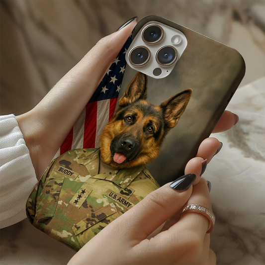 Custom Dog Photo Us Army Phone Case _ Gift For Dog Lovers