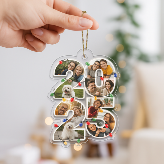 Custom Photo What A Year - Personalized Custom Shaped Acrylic Ornament2
