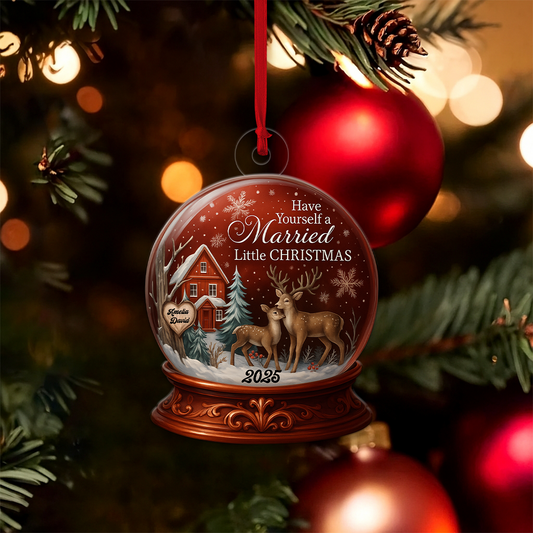 Custom Name Deer Couple Married Xmas