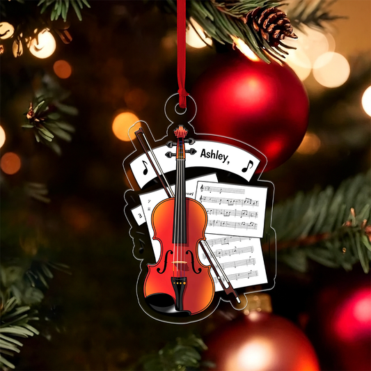 Personalized Music Violin Ornament, Custom Christmas Ornament, Music Teacher Gift, Violin Player Ornament, Orchestra Holiday Keepsake