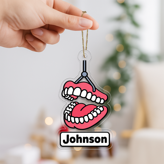 Personalized Open Mouth Dental Ornament, Custom Dentist Christmas Ornament, Orthodontic Braces Gift, Dental Ornament, Funny Tooth Decoration