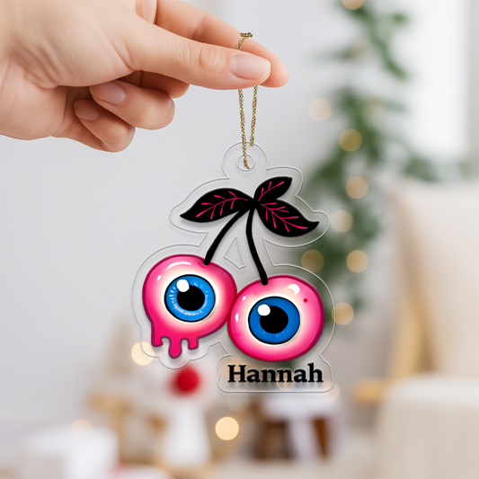 Personalized Cherries Eyes Ornament, Custom Creepy Fruit Christmas Ornament, Funny Horror Ornament, Holiday Decoration, Unique Gag Gift