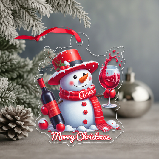 Custom Name Wine Lover Snowman