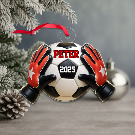 Custom Name Goalkeeper Soccer Acrylic Ornament Christmas Gift