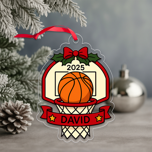 Custom Name Basketball Basket Christmas Acrylic Ornament Christmas Gift