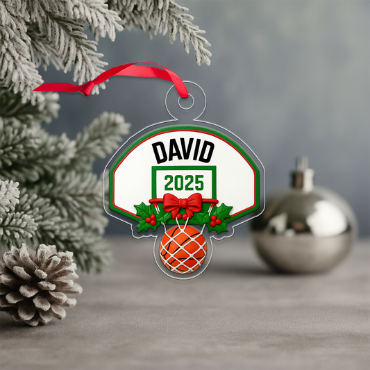 Custom Name Basketball Xmas 2025 Acrylic Ornament Christmas Gift