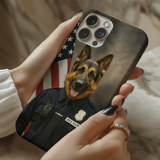 Custom Dog Photo Policeman Phone Case _ Gift For Dog Lovers