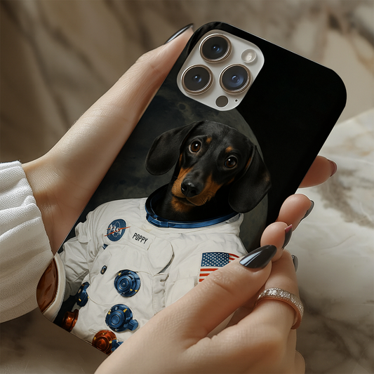 Custom Photo Dog Astronaut Phone Case _ Gift For Dog Lovers